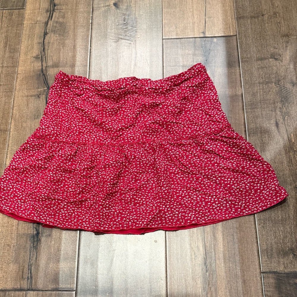 Brandy Melville Red Floral A-Line Skirt